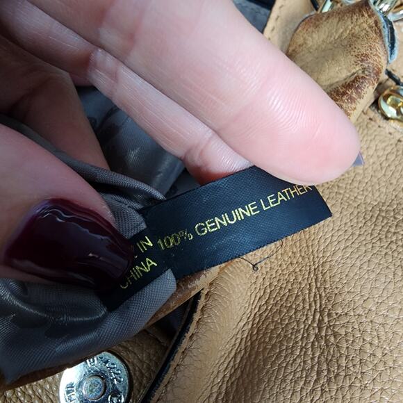 Rebecca Minkoff Pebbled Leather Camel Brown V-Zipper Hobo Shoulder Bag - Picture 7 of 15